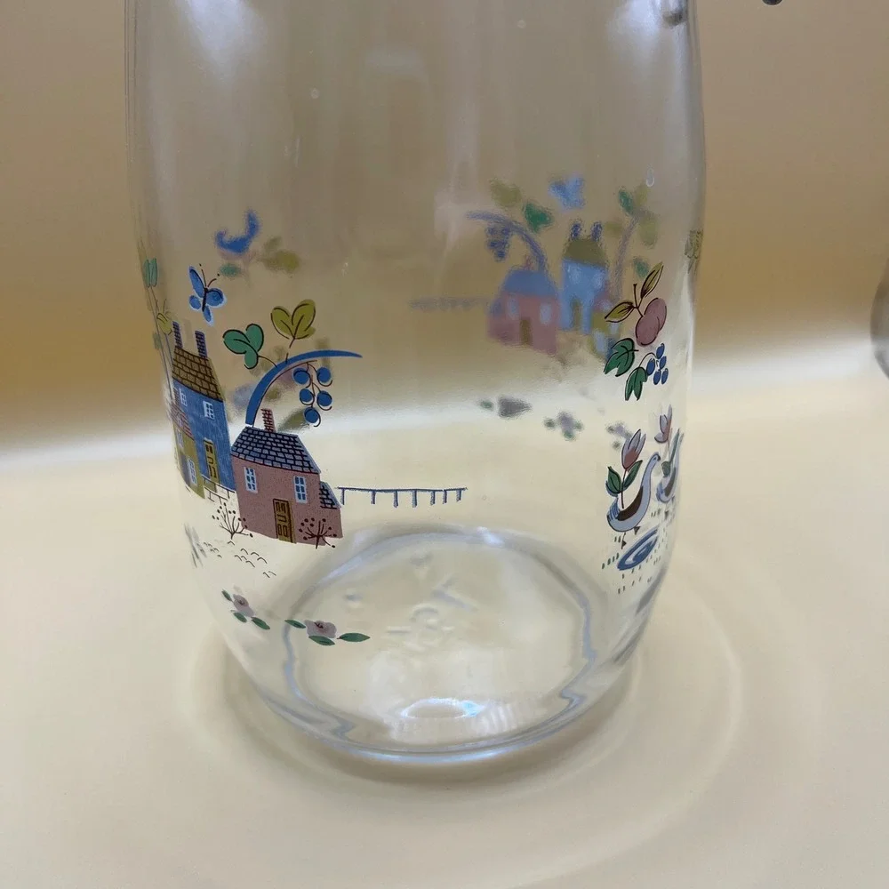 Vintage ARC France 1.5L Glass Heartland Canister Cottagecore Wire Hinged Lid